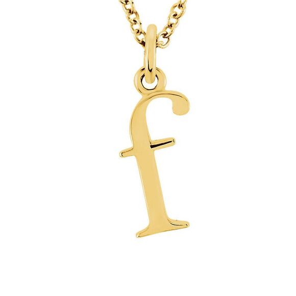 The Abbey Lower Case Initial 'f' Necklace in 14k Yellow Gold, 16 Inch - Picture 1 of 4